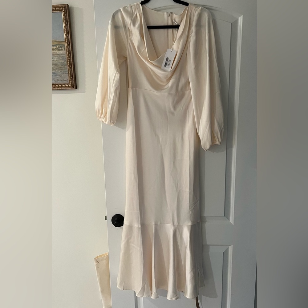 Reformation Satin Ivory Midi Dress